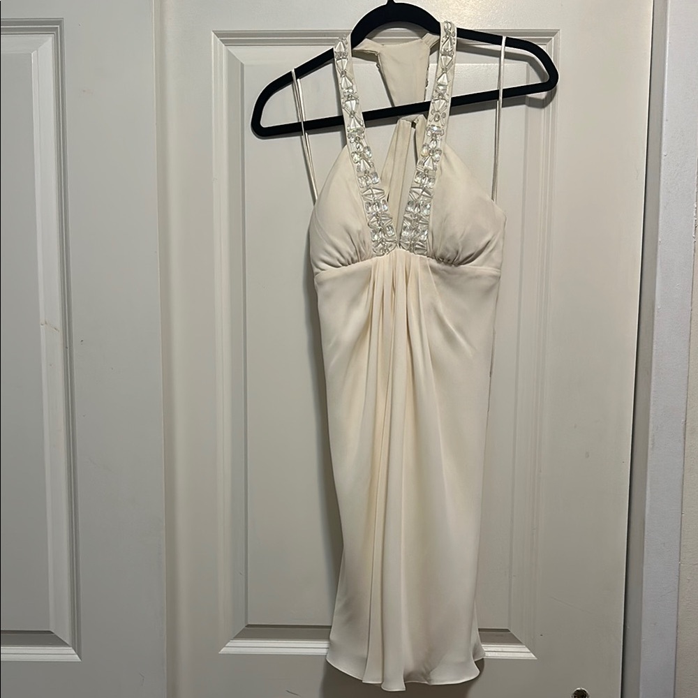 Elegant Cream Halter Dress